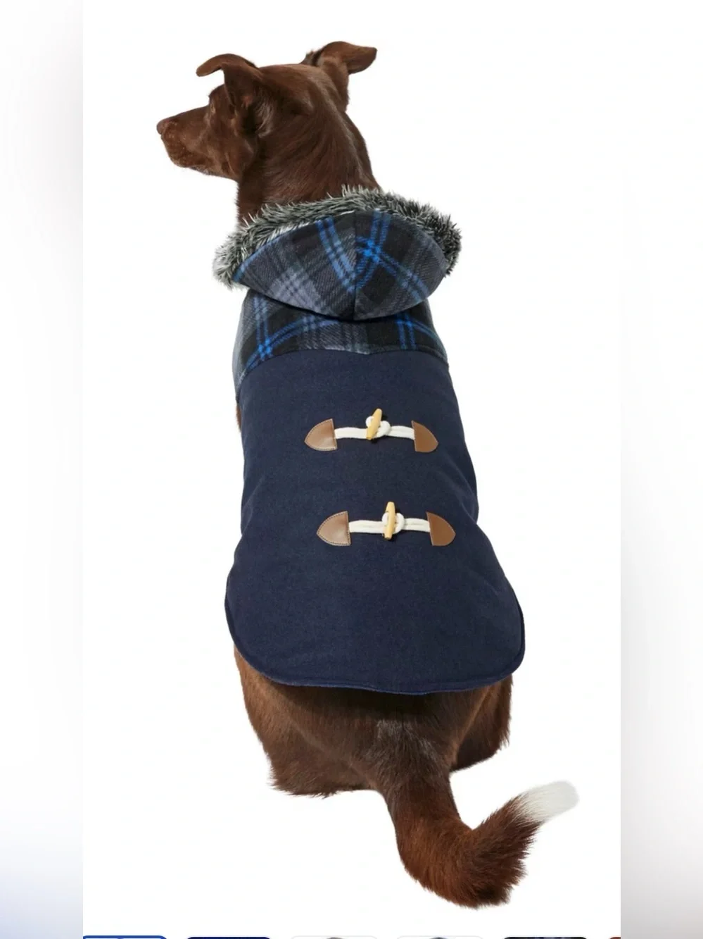 Plaid Hooded Insulated Dog Winter Peacoat